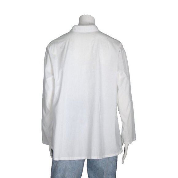 Bryn Walker Women's Small White Blouse Button-Up Cotton Hi-Low Long Sleeve Shirt - Picture 4 of 7